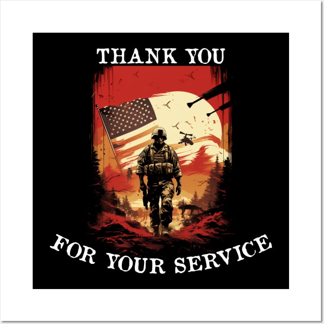 Thank You For Your Service Happy Veterans Day Wall Art by Pro Design 501